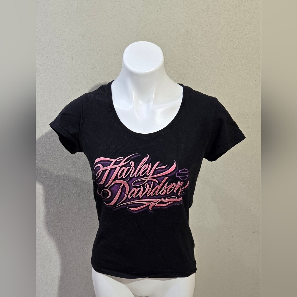 Harley Davidson Womans Short Sleeve T Shirt Black Purple Lakeland FL Size Small